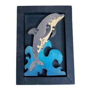 Wood Dolphin Puzzle Art